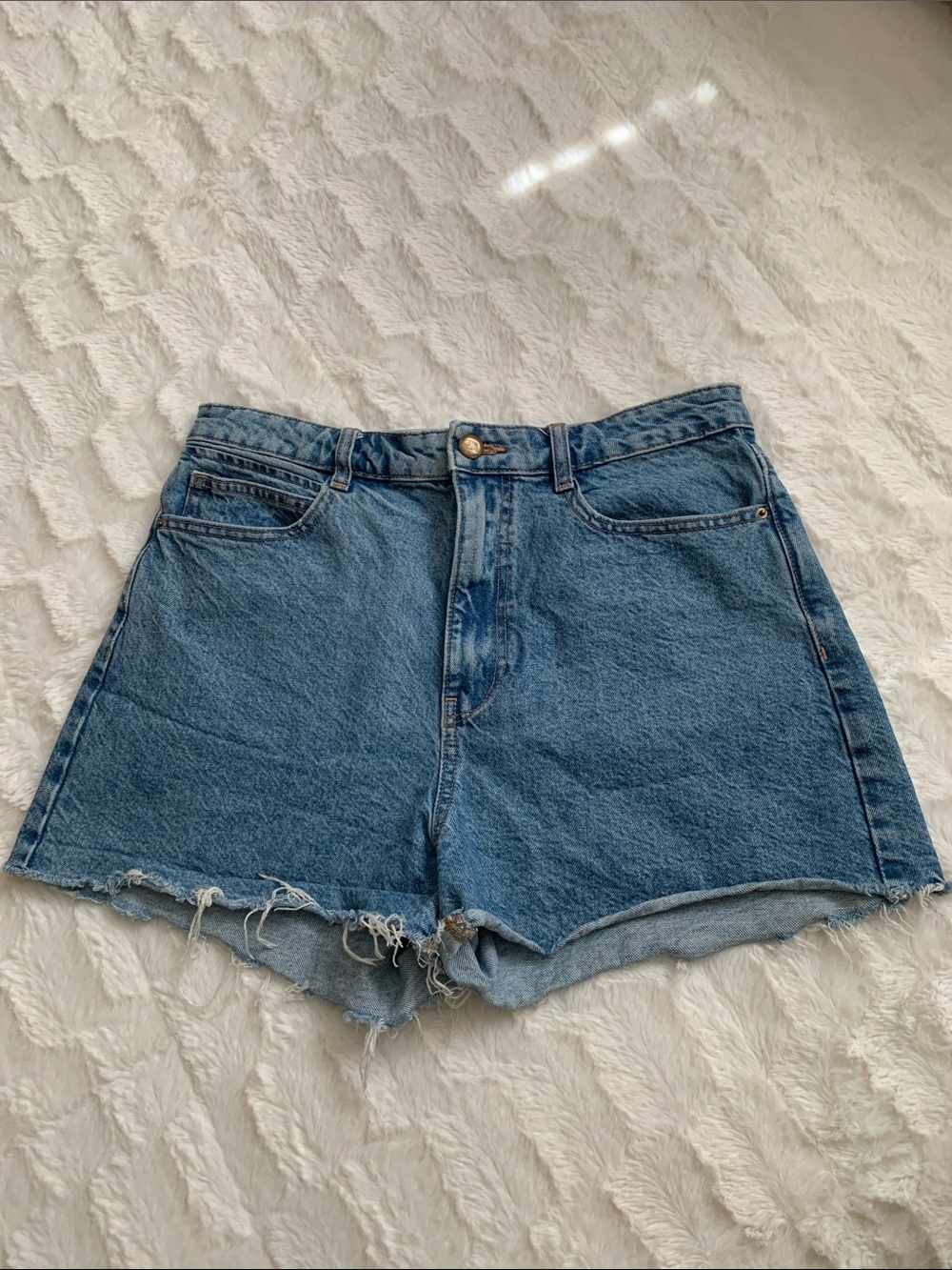 Zara Blue Distressed Denim Shorts